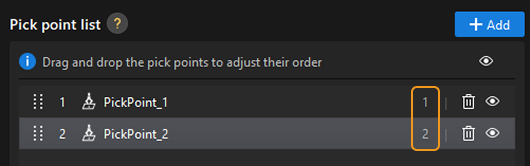 1 set pick point num label