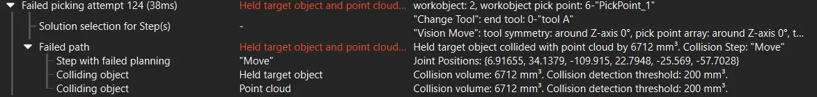 held object collided point cloud plan history