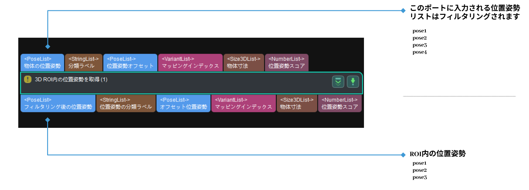 collect poses in 3d roi input and output