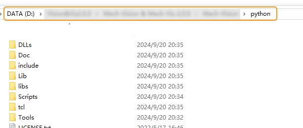 enter the python installation path