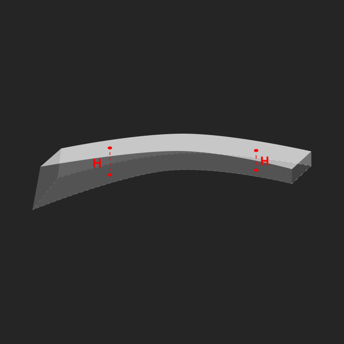 bent plate thickness and dimension measurement