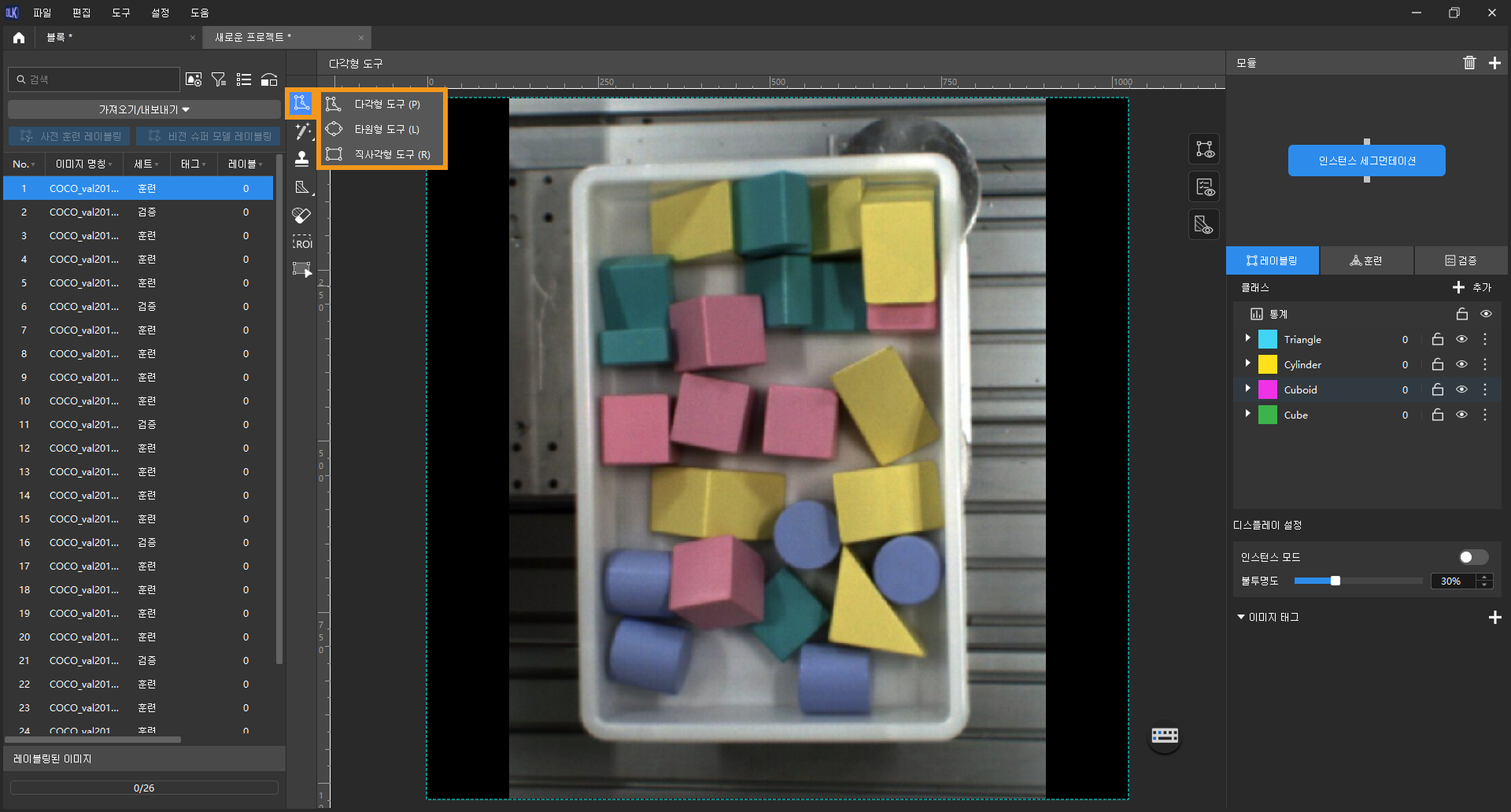example projects labeling