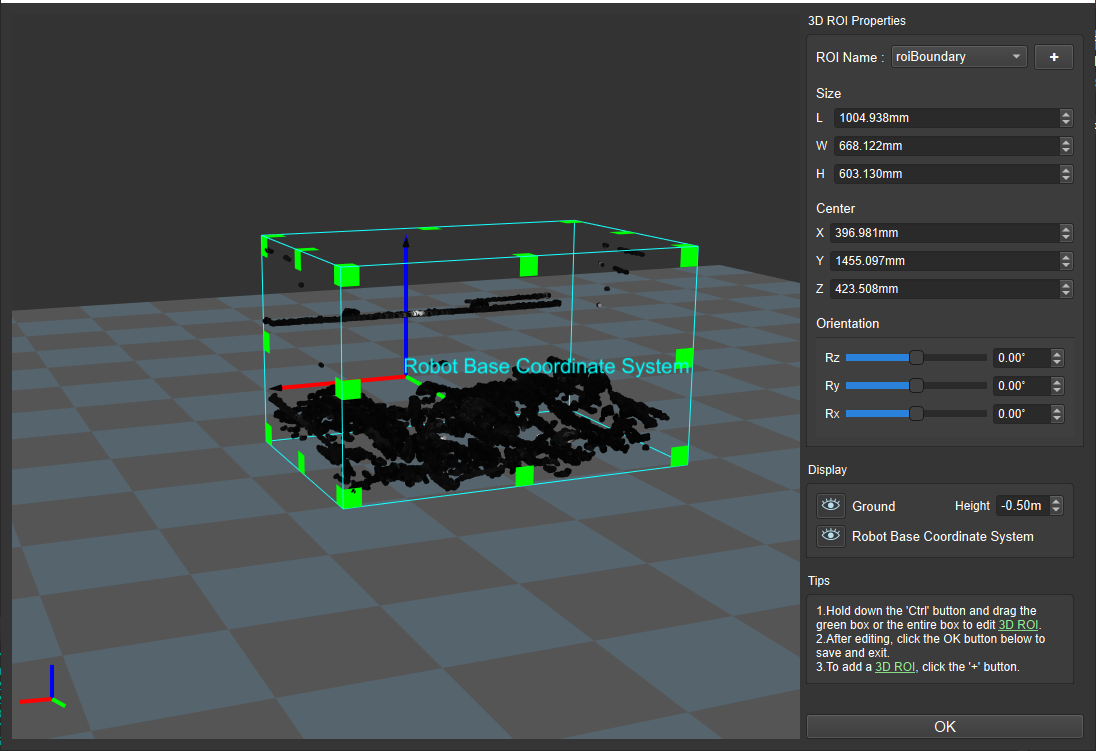 extract 3d points in 3d roi pointcloud interface