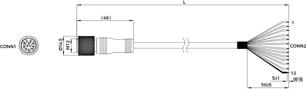 power io cable 12 female open