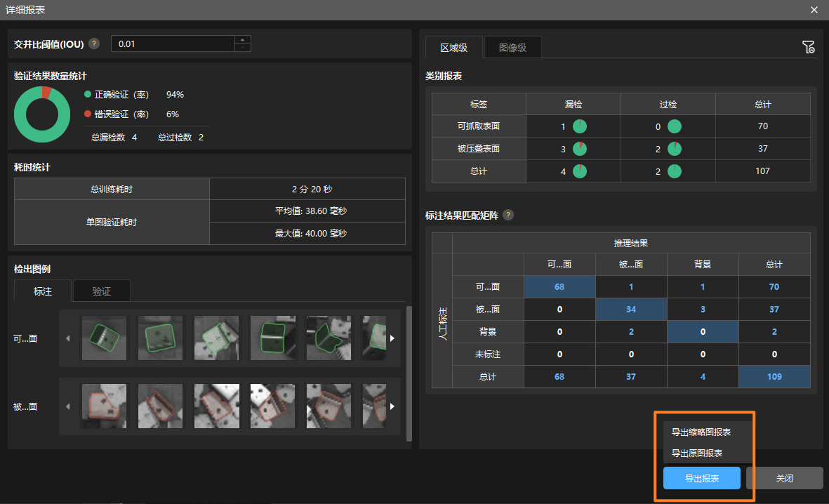 example projects export report