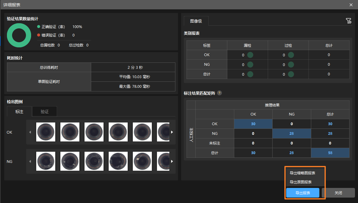 example projects export report
