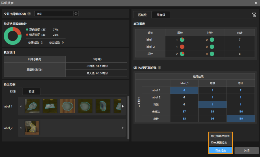 example projects export report