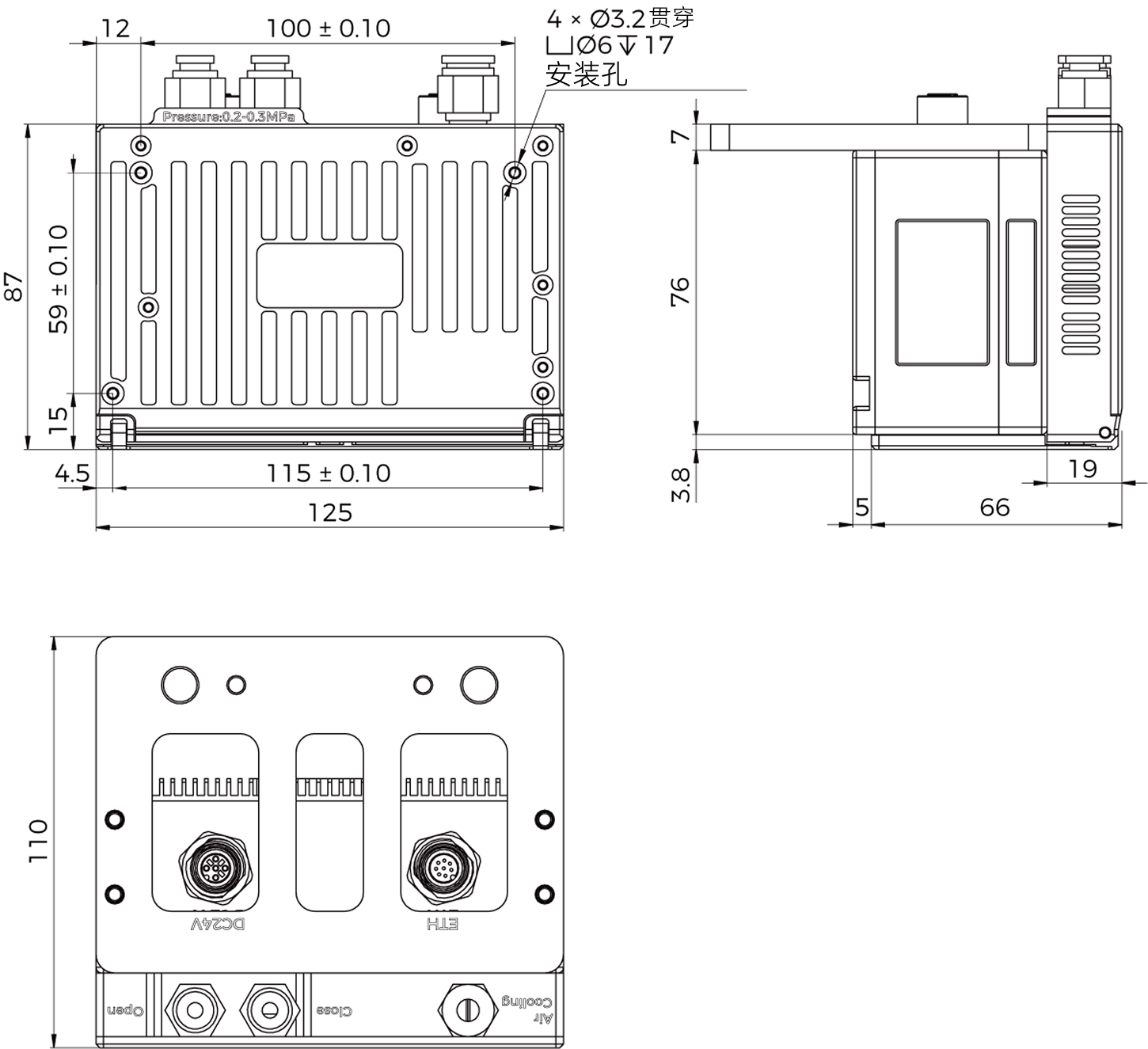 dimension shell closed