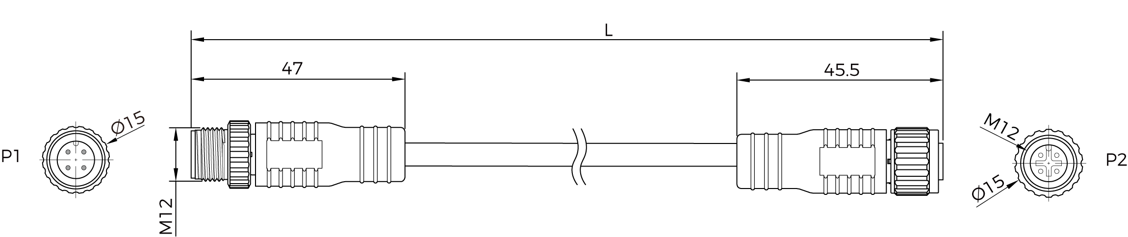 power extension cable straight