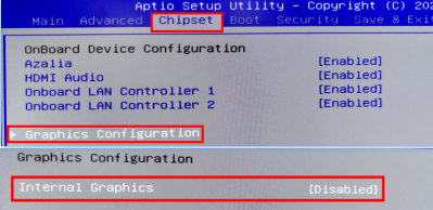 bios disable internal graphics