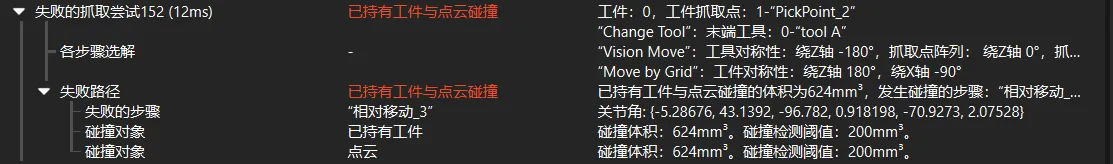 held object collided point cloud plan history